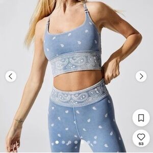 Adam Selman Sport - Women's Stonewash Bandana Blue Paisley Bra - Size: Large